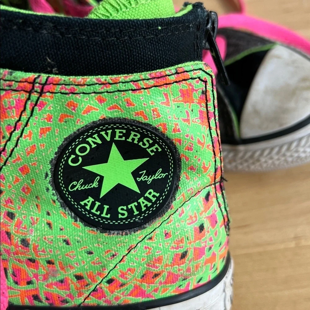 Kids High-Top Sneakers with Pink and Green Accents
